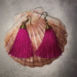 Pink tassel earrings